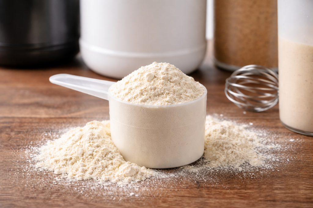 Proteinpulver Messlöffel mit Proteinpulver